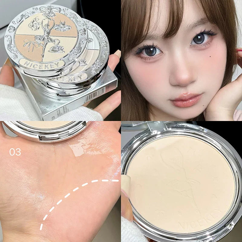 NICEKEY Pink Ballet 3-Color Matte Pressed Setting Powder 10g