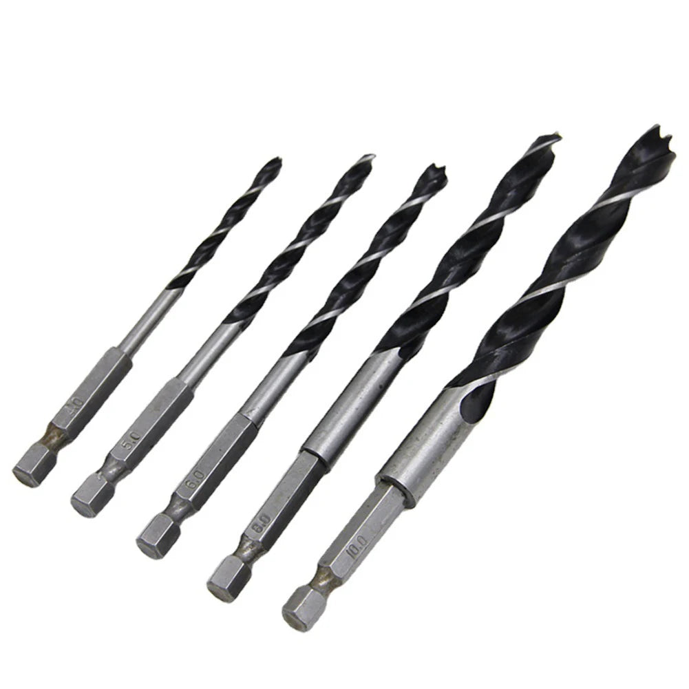 Drill Bit 4- Three Point Woodworking Bits 1 4 Hex Shank Wood HCS