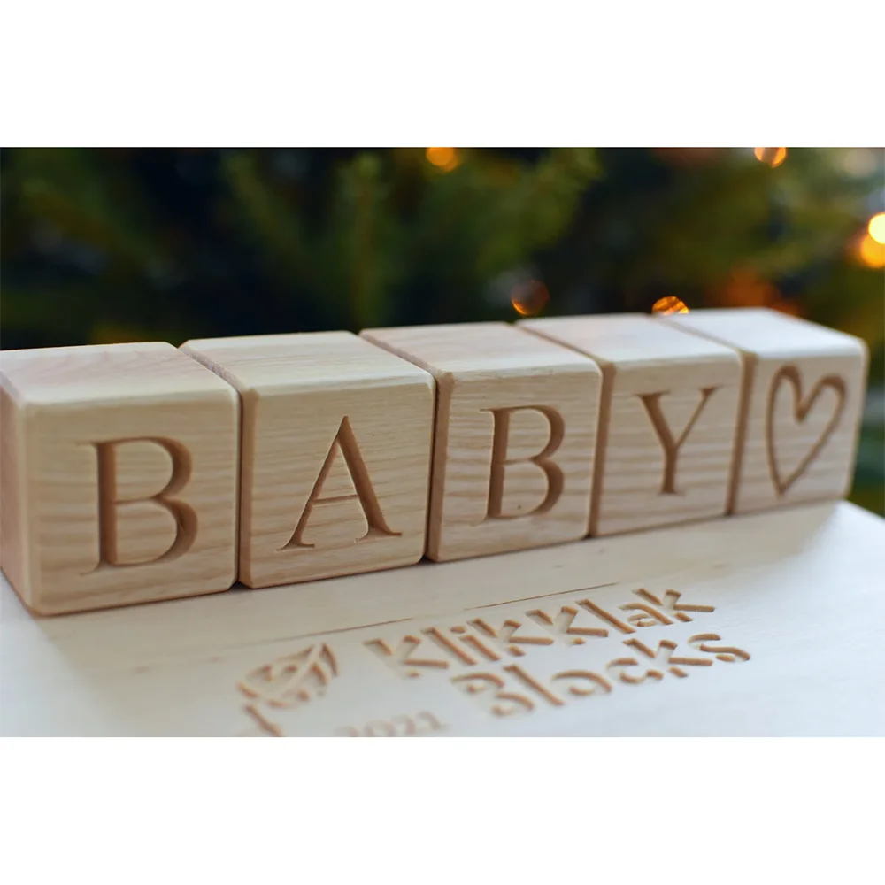 5-Piece Baby Wood Blocks | Nursery Decor & Baby Shower Gift Wooden Baby Blocks Peaceful Pleasures Health and Wellness