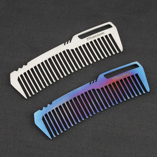 Non Rusting Pure Titanium Comb Portable Anti Static Hair Comb Mini Portable Titanium Alloy Combs EDC Super Light Titanium Combs Peaceful Pleasures Health and Wellness