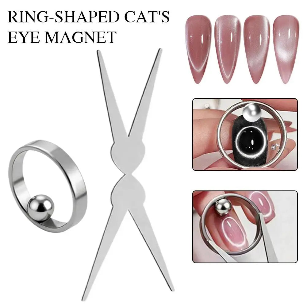 Ring Cat Eye Nail Magnet Black Hole Shape Cat Eye Nail Art DIY 3D Hollow Glass Bead Cat Eye Effect Strong Magnetic Nail Art Tool Peaceful Pleasures Health and Wellness