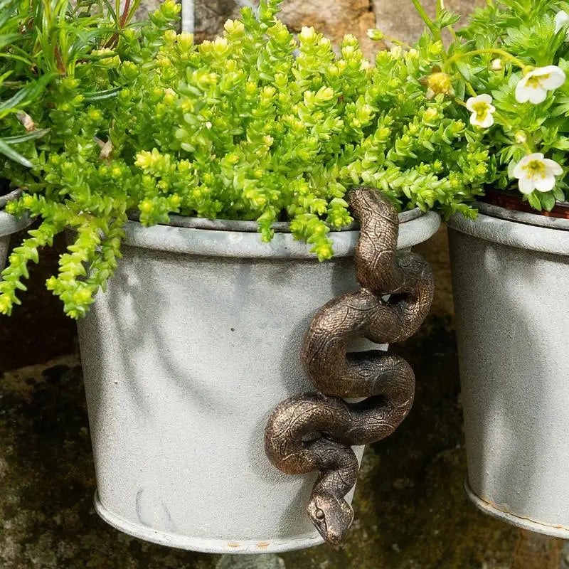 Upside-Down Snake Resin Sculpture | Plant Pot Garden Ornament