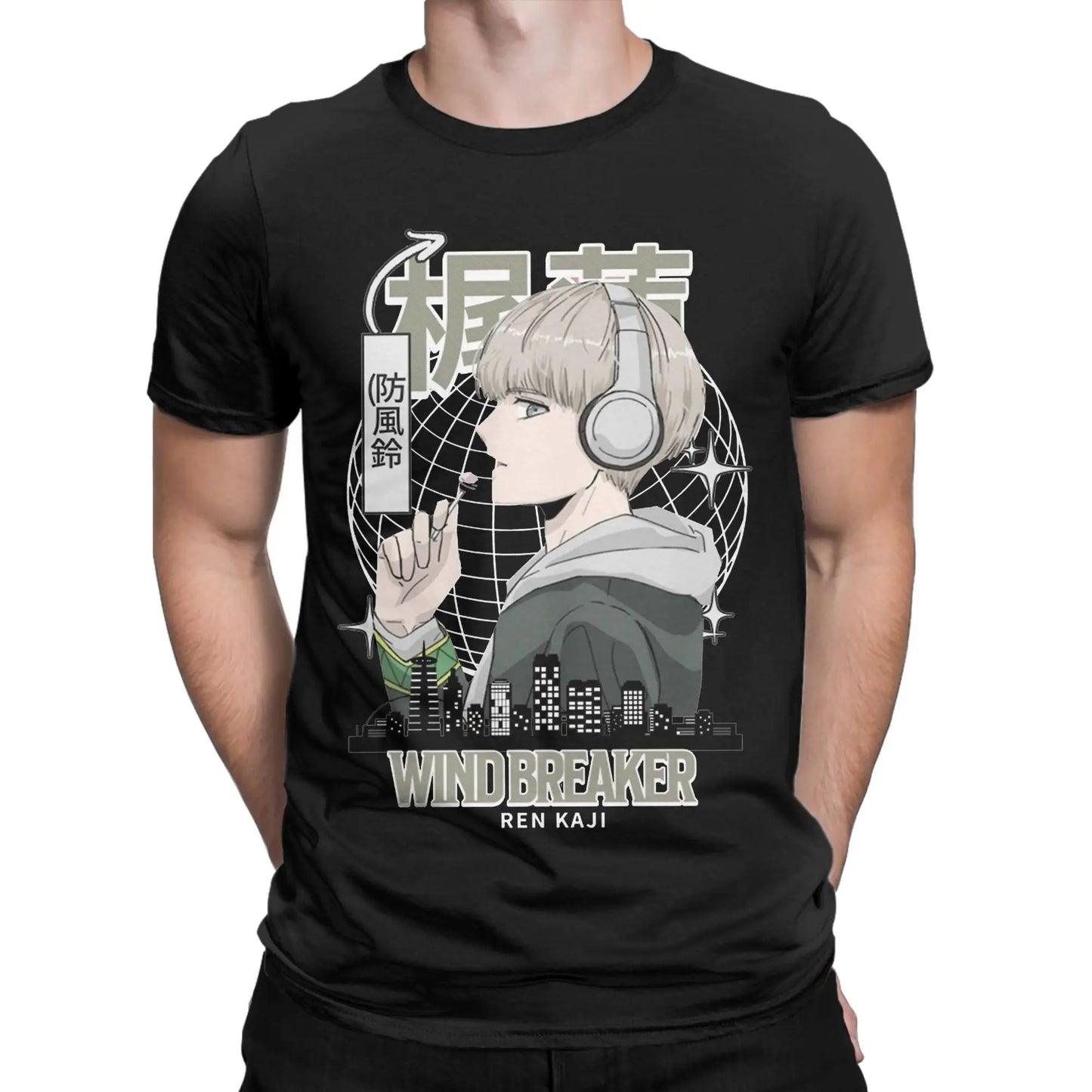 Wind Breaker Cotton T Shirt For Men Summer Ren Kaji Aesthetic T-Shirts O Neck Fashion Tees Plus Size Cheap Tops Peaceful Pleasures Health and Wellness black XXXL