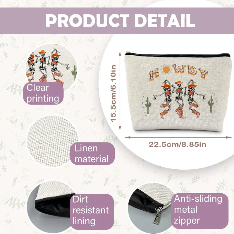 Gothic Skeleton Halloween Makeup Bag | Funny Cosmetic Pouch Gift Cosmetic Makeup Bag Peaceful Pleasures Health and Wellness