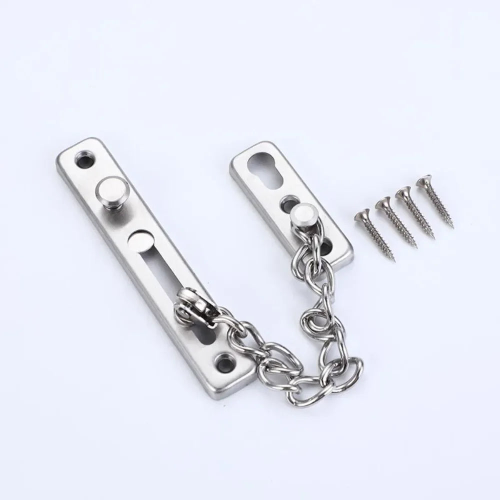 Stainless Steel Key Anti-theft Chain for Hotel Room Door Thickened Stainless Steel Key Anti-theft Chain Sliding Reverse Chain Peaceful Pleasures Health and Wellness Silver
