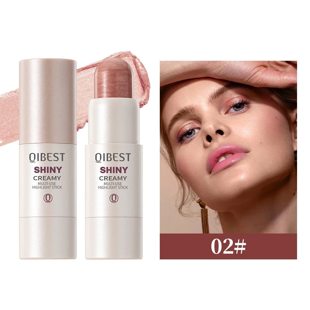QIBEST 3 Colors Brighten Highlighter Bar Cosmetics Face Contour Bronzer Shimmer Highlighter Stick Face Makeup Body Highlighter Peaceful Pleasures Health and Wellness 02