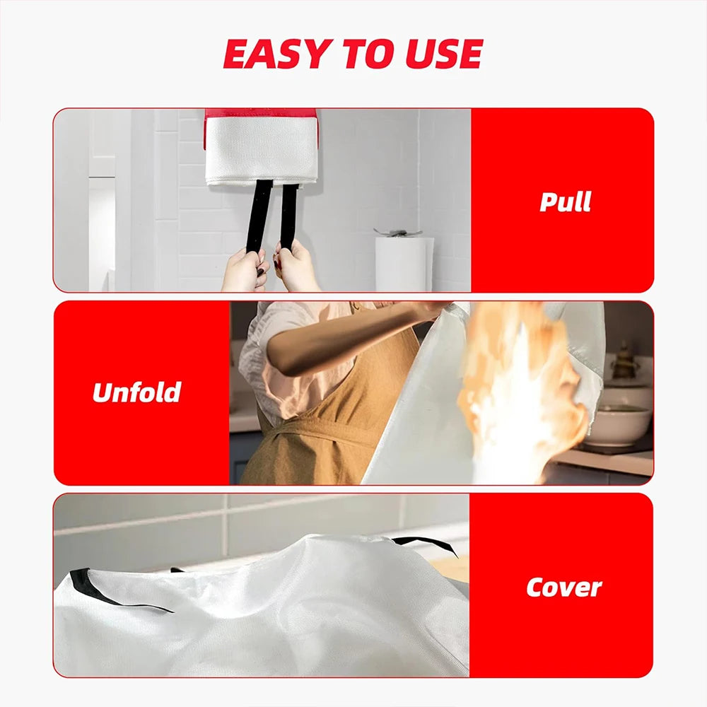 Emergency Fire Blanket – Flame Suppression Safety Cloth 1M x 1M