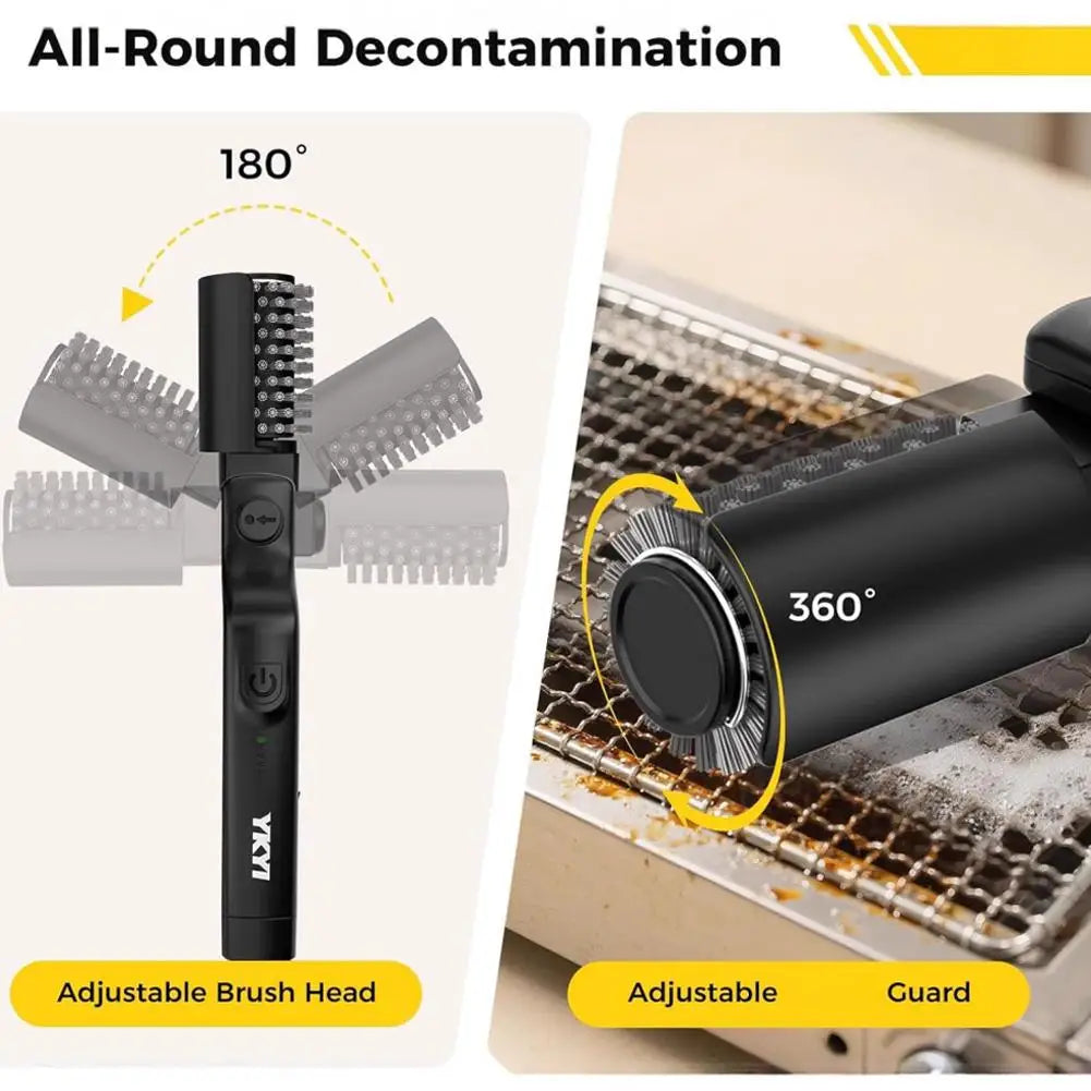 Powerful Electric BBQ Grill Brush Scrubber For Heavy Duty Grease Remove Multi-Function Anti-Splash Kitchen Outdoor Cleaning Tool Peaceful Pleasures Health and Wellness