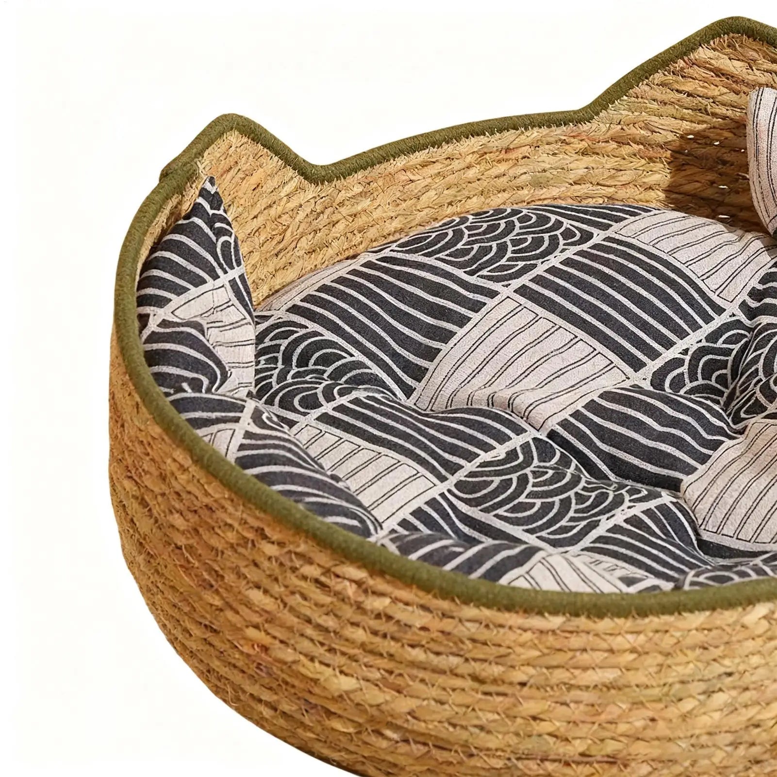 Cat Sleeping Bed With Cushion And Pillow Woven Comfortable Kitten Furniture Cat Mat Bed For Indoor Outdoor Winter Travel Car Peaceful Pleasures Health and Wellness