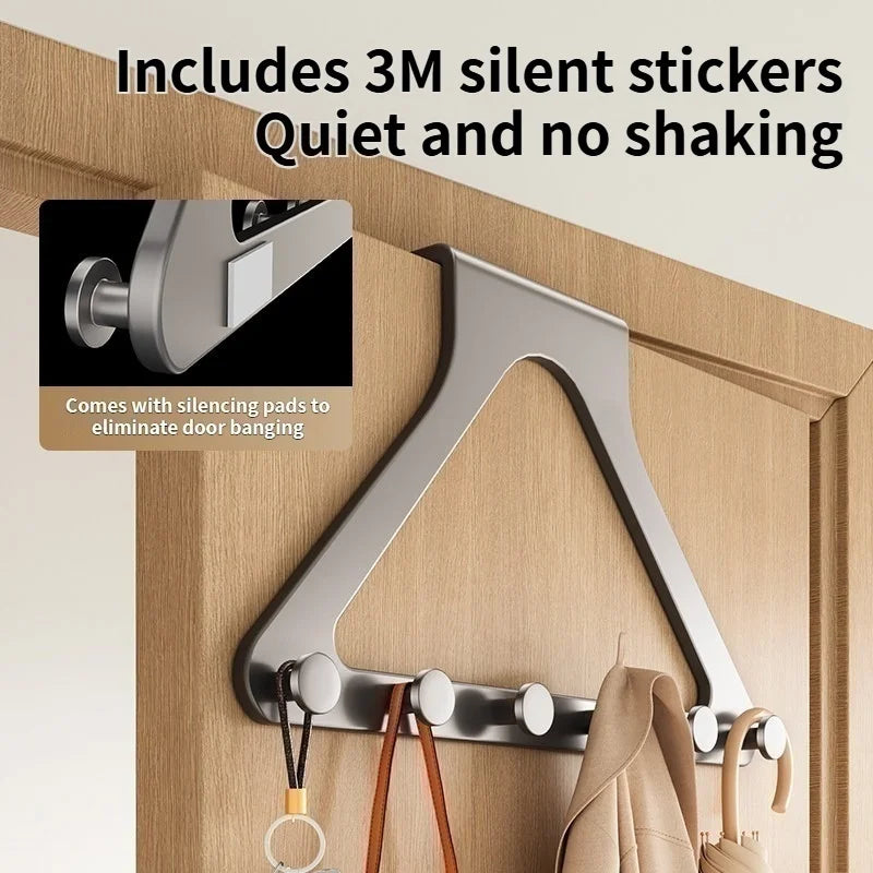Metal Over The Door Hooks 6-Hook Cabinet Organizer | No Drill