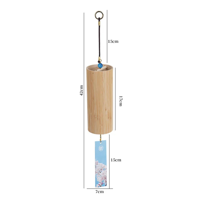 Antique Bamboo Wind Chime Hand Cranked Tube Chord Courtyard Outdoor