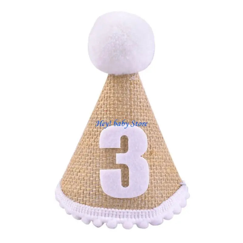 Baby Birthday Crown Hat 0–3Y | Linen Party Hat for Babies