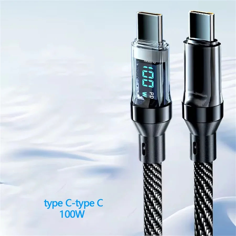 120W/100W USB-C Fast Charging Cable with LED Display Peaceful Pleasures Health and Wellness 100W type c-type c 1m