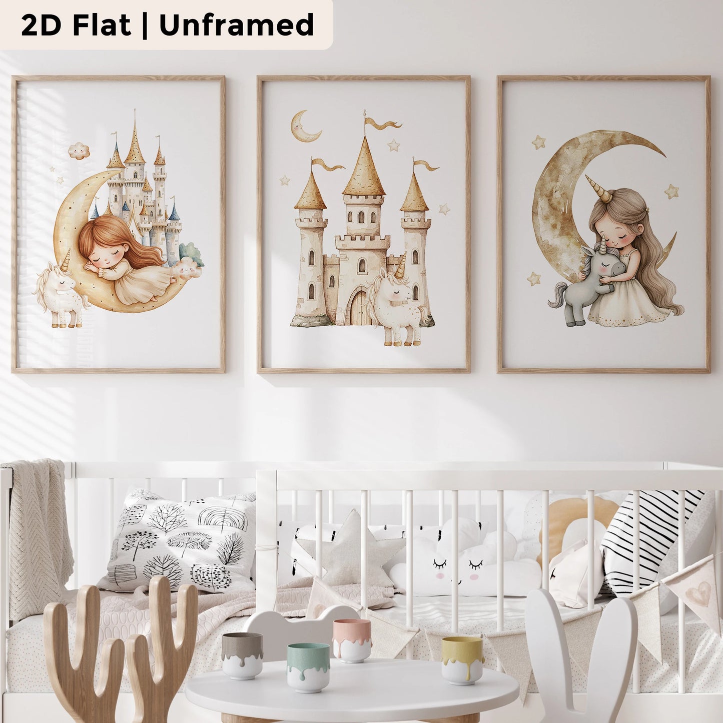 3-Piece Yellow Moon Canvas Wall Art | Kids & Living Room Decor