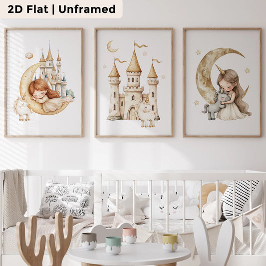 3-Piece Yellow Moon Canvas Wall Art | Kids & Living Room Decor Canvas Wall Art Set Peaceful Pleasures Health and Wellness CH057-3pcs 60x80cm Unframed