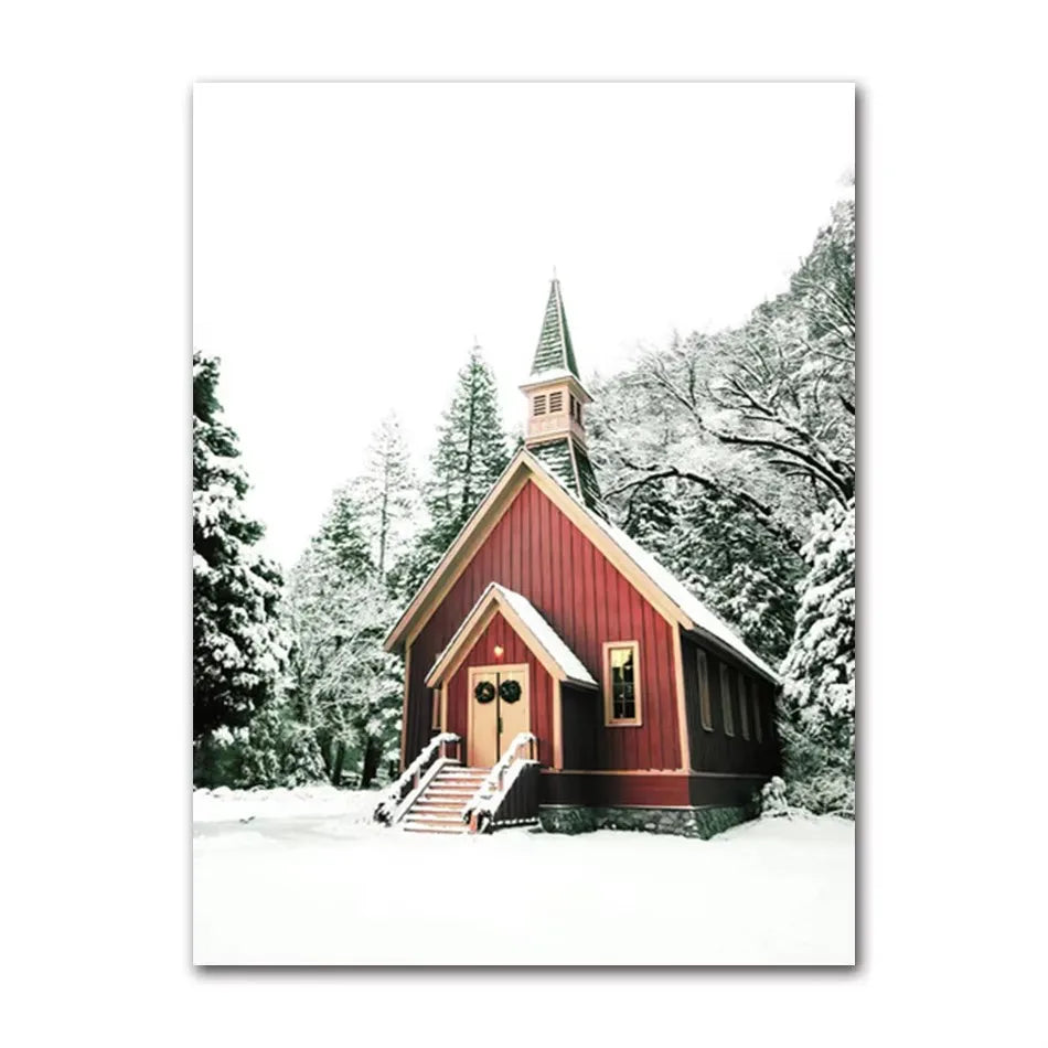 Christmas Elk Snow Canvas Wall Art | Winter Scenic Poster Canvas Wall Art Peaceful Pleasures Health and Wellness ZLH5442 40x50cm No Frame