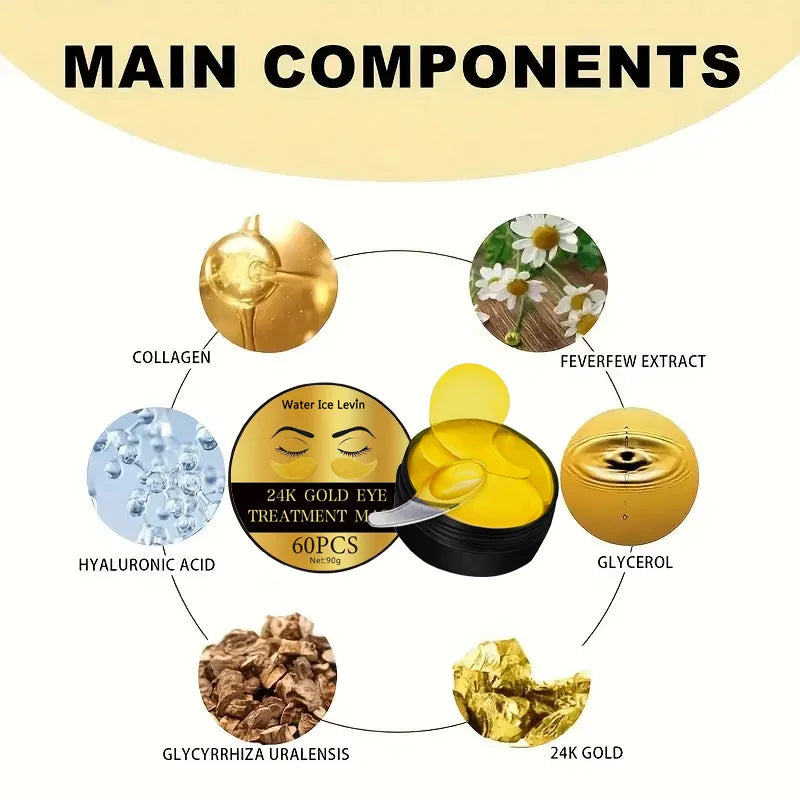 24K Gold Collagen Eye Mask – Firming & Moisturizing Patches 60pc