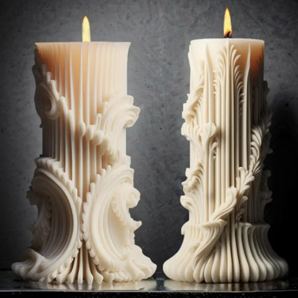 Roman Column Silicone Candle Mold – 5 European Cylinder Styles Silicone Candle Mold Peaceful Pleasures Health and Wellness