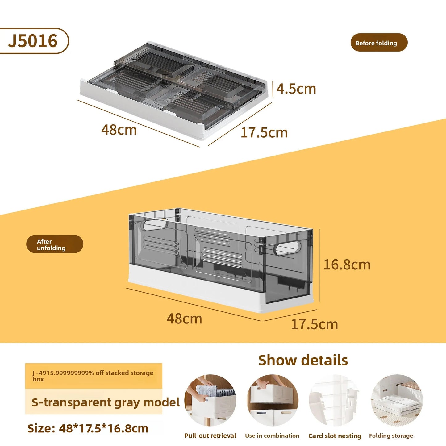 Foldable Clothes Storage Box: Large Capacity Organizer for Underwear, Pants & Wardrobe Items in Home Closets Peaceful Pleasures Health and Wellness S Transparent