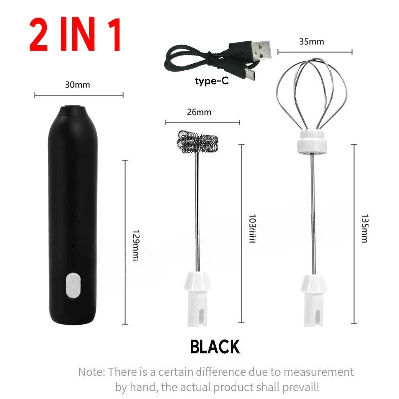 USB Rechargeable Electric Milk Frother & Egg Beater 3-Speed