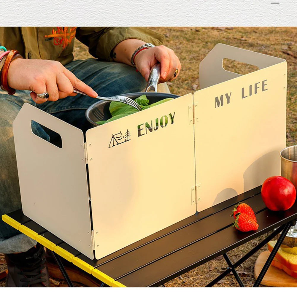 Folding Steel Camping Stove Windshield | BBQ Windscreen