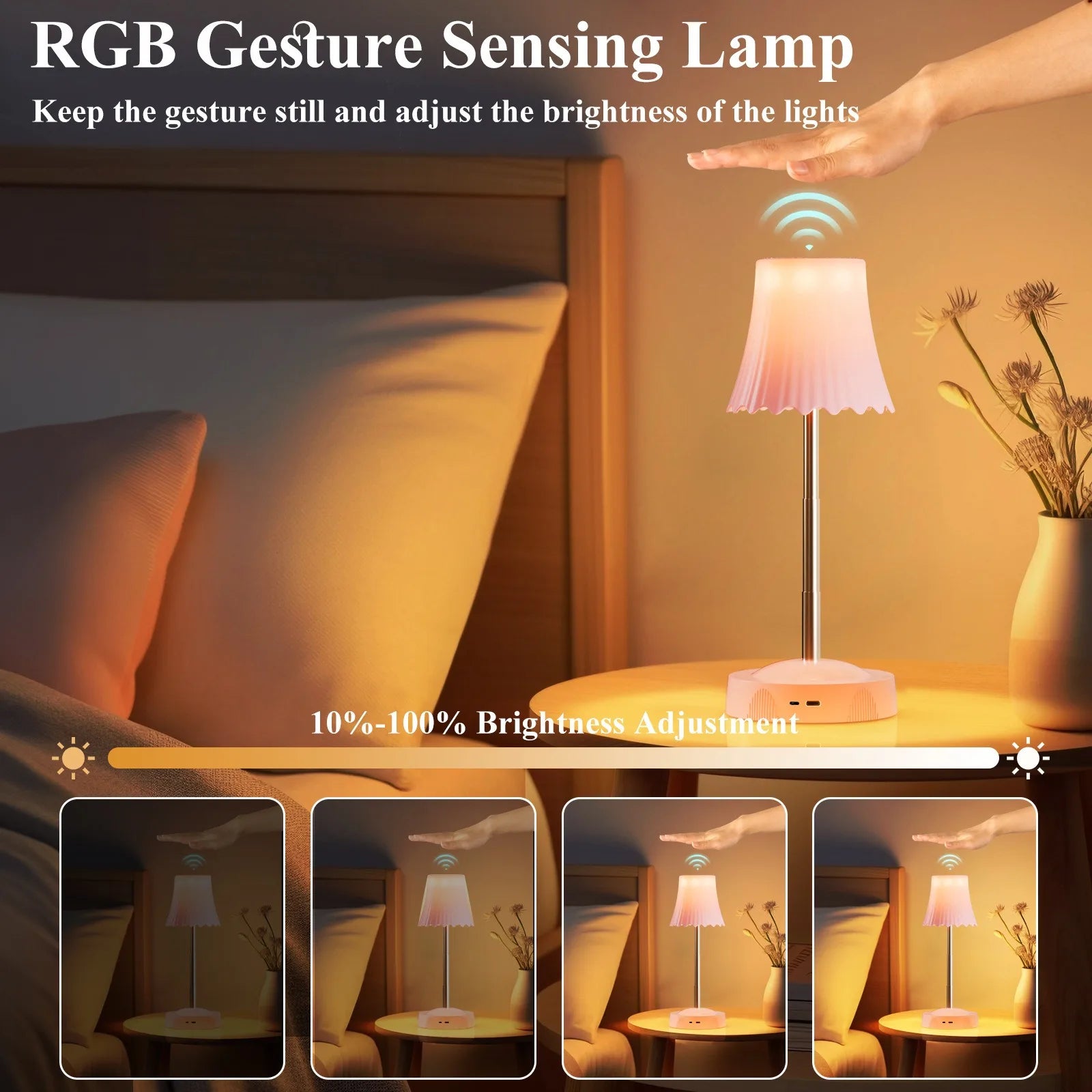RGB LED Night Lamp Hand Gesture Sensor Creative Night Light Dorm Room Bedside Lamp USB Charging 2600mah Home Stretchable Decor Peaceful Pleasures Health and Wellness