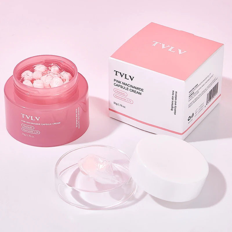 Pink Niacinamide & Vita C Capsule Cream Niacinamide Reduces Dullness Firms Skin Moisturizes Evens Skin Tone Nourishes Face Cream Peaceful Pleasures Health and Wellness