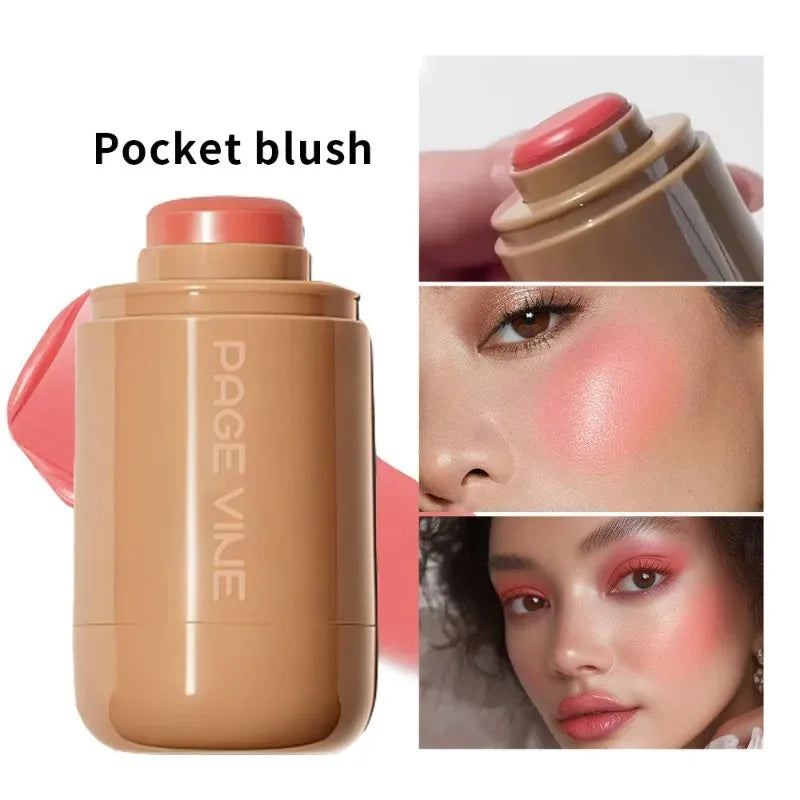 New Blush Stick 3-in-1 Cheek Lip Tinted Moistured Blush Stick Silky Brighten Blush Cream Blusher Cosmetics Tubes Matte Contour Peaceful Pleasures Health and Wellness
