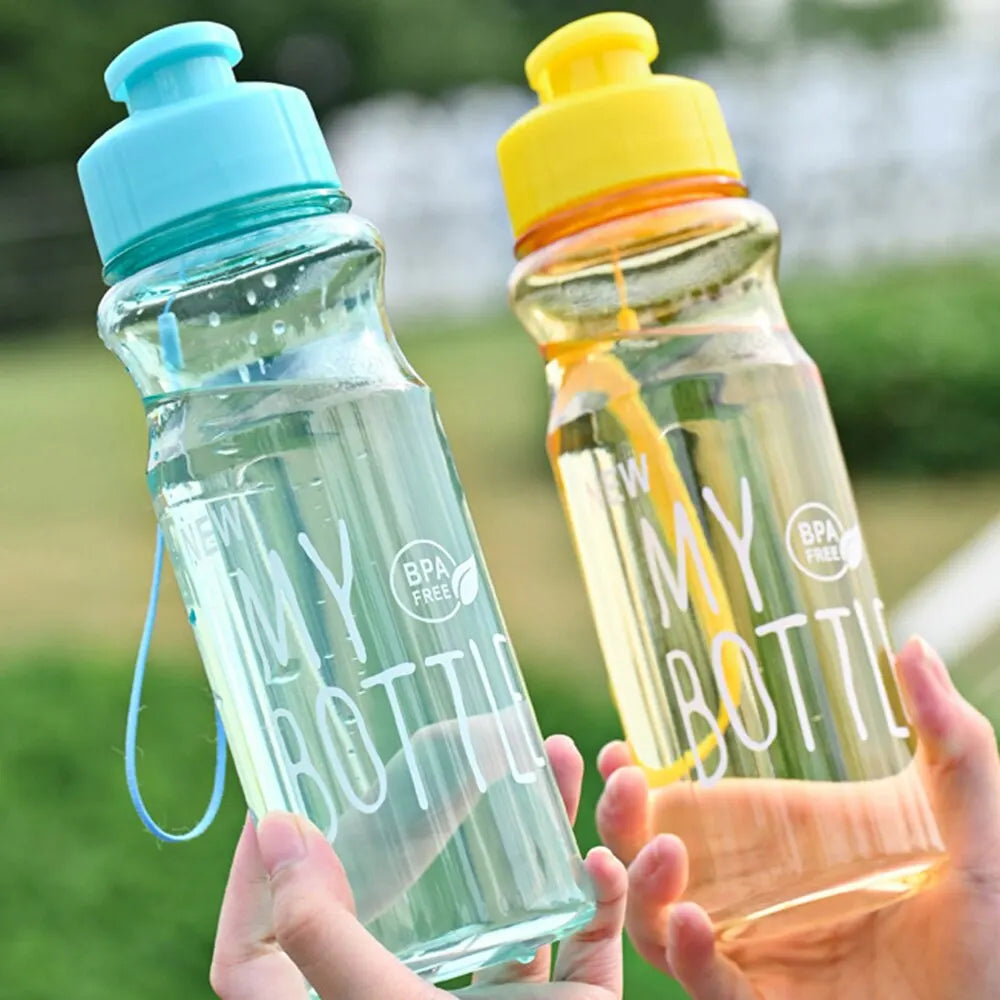 550ml Plastic Water Bottle Portable Sports Cup With Anti Drop Rope Outdoor Water Container Color Transparent Pet Flip Cover Peaceful Pleasures Health and Wellness
