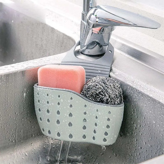 Sink Draining Hanging Basket Adjustable Kitchen Accessories Rubber Sink Bag Soap Sponge Shelf Faucet Holder for Bathroom 1PC Peaceful Pleasures Health and Wellness