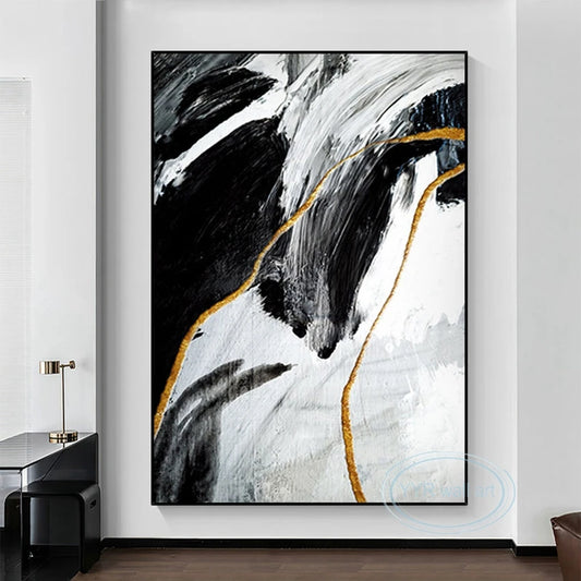 Hot Selling Gold Foil Decorative Mural 100% Handmade Canvas Wall Art Oil Painting Nordic Modern Minimalist Poster for Home Hotel Peaceful Pleasures Health and Wellness