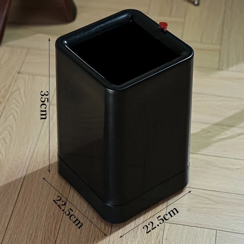 Minimalist Large Capacity Trash Bin - No Cover, Hidden Wheel Design, Multi-Functional, Home Essential, Space-Saving Peaceful Pleasures Health and Wellness Square Black