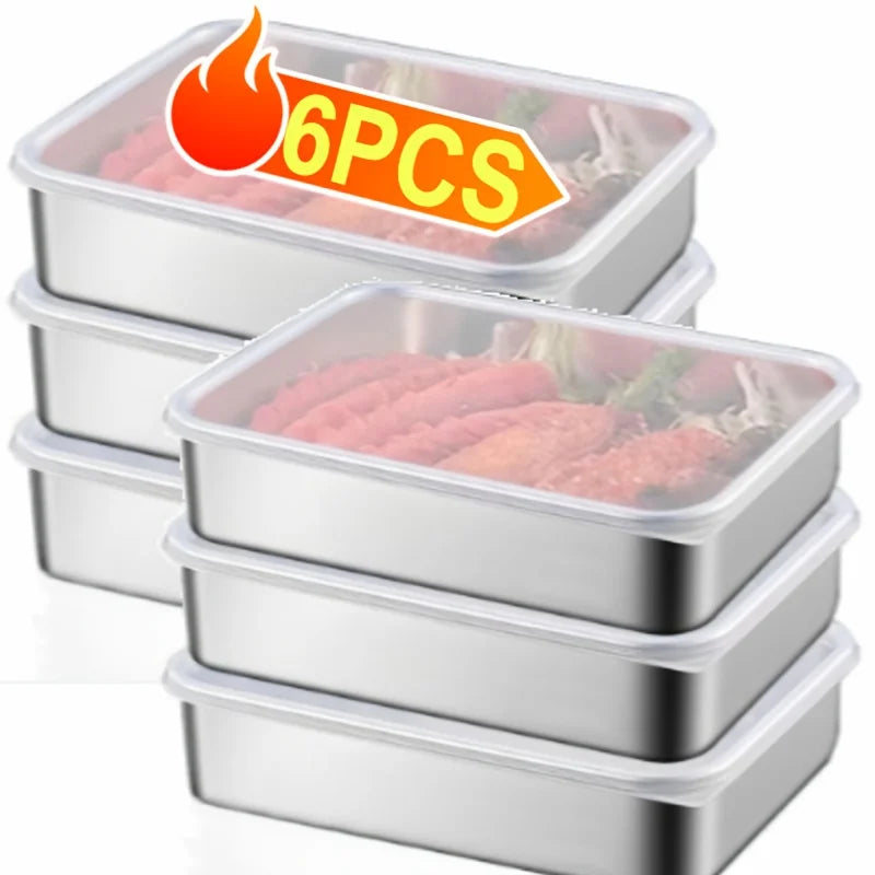 6-Piece Stainless Steel Airtight Food Storage Container Set