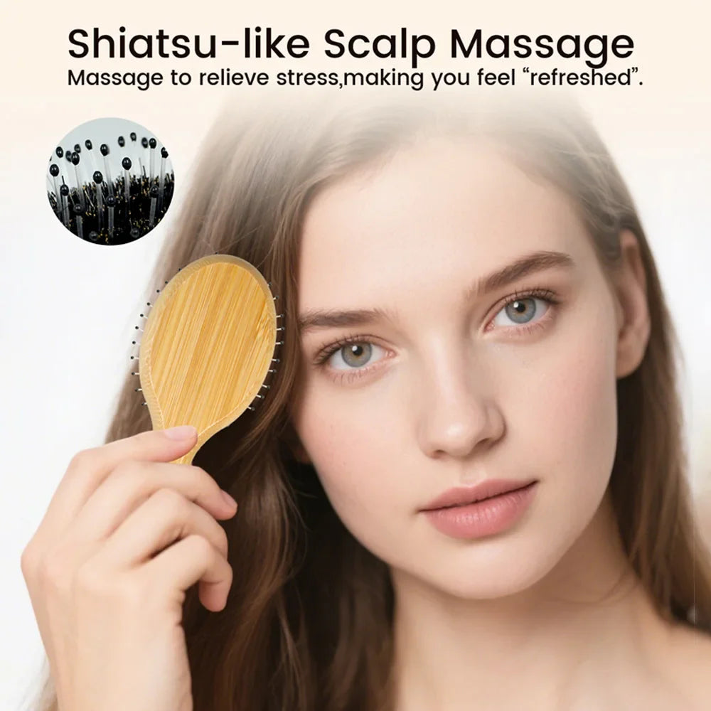 Bamboo Hair Brush with Boar Bristles – Detangle & Shine
