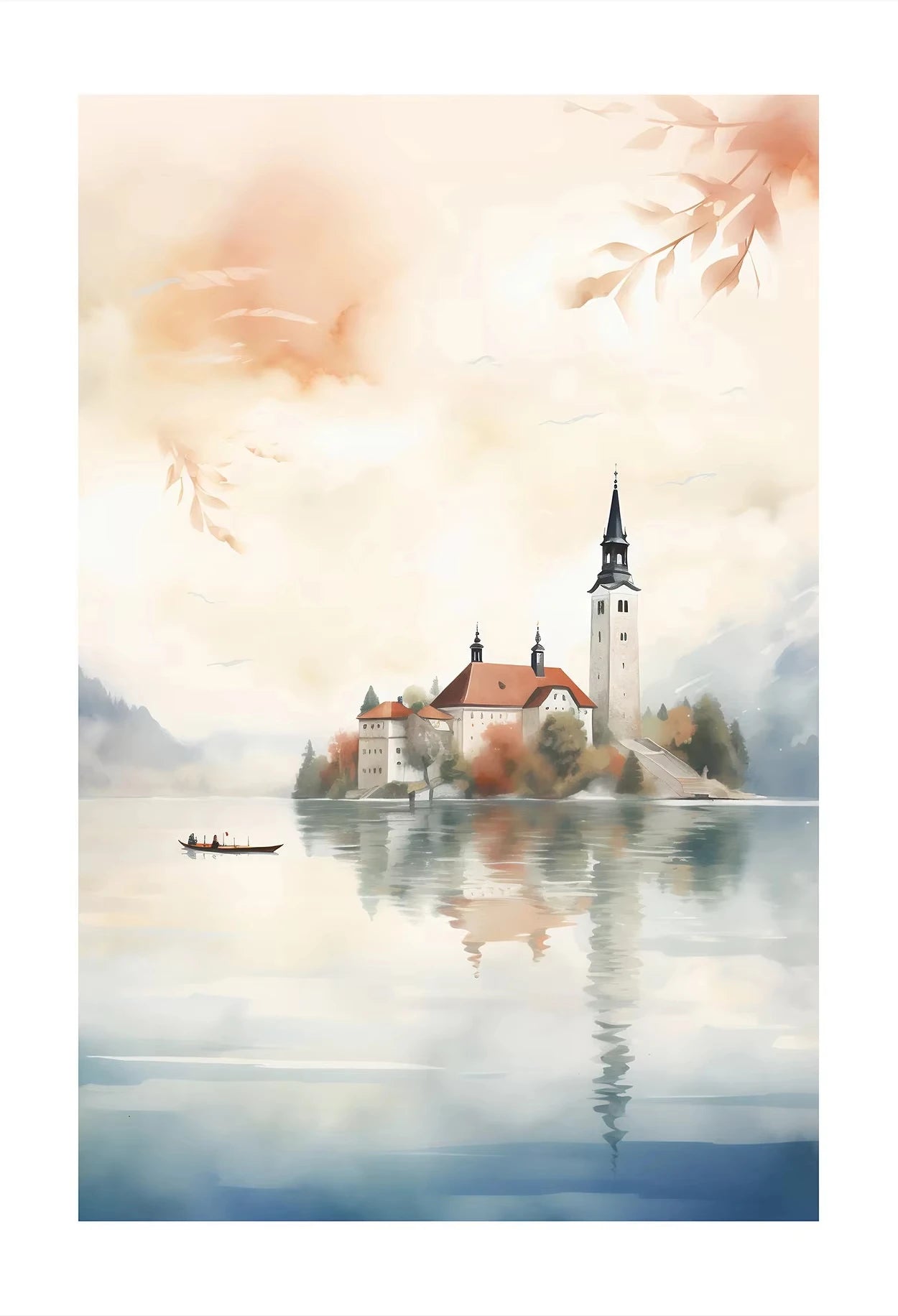Watercolor World Scenery Canvas Print | Frameless Wall Art Canvas Wall Print Peaceful Pleasures Health and Wellness 9 20x30cm Unframed
