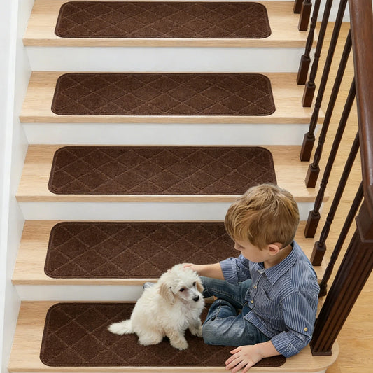 Non-Slip Self-adhesive Edging Stair Treads Indoor Soft Safety Stair Runners TPE Backing for Home Wooden Steps Kids Dogs Pads Peaceful Pleasures Health and Wellness