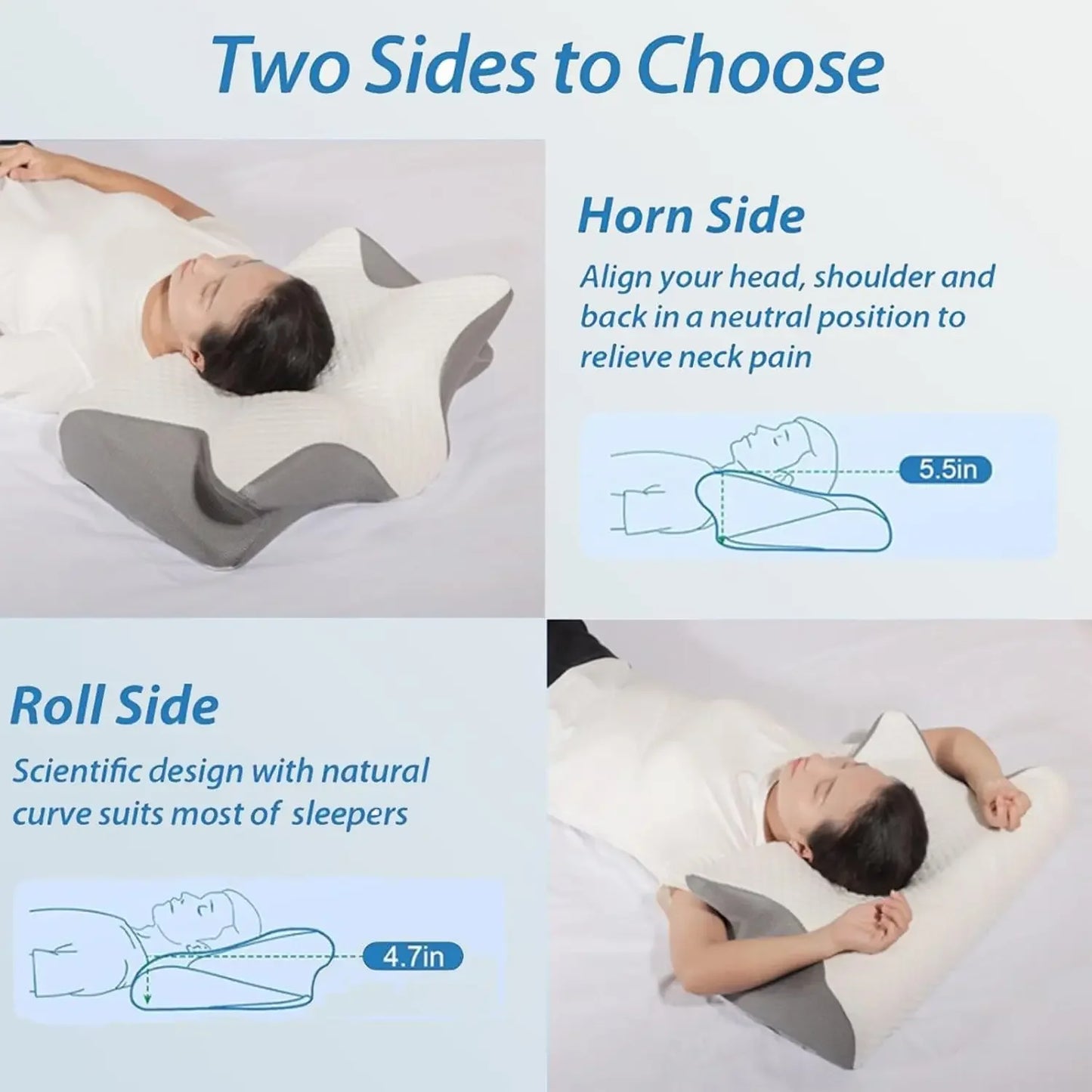 Ergonomic Cervical Pillow for Neck Pain Relief, Side Sleeper Support with Memory Foam Peaceful Pleasures Health and Wellness
