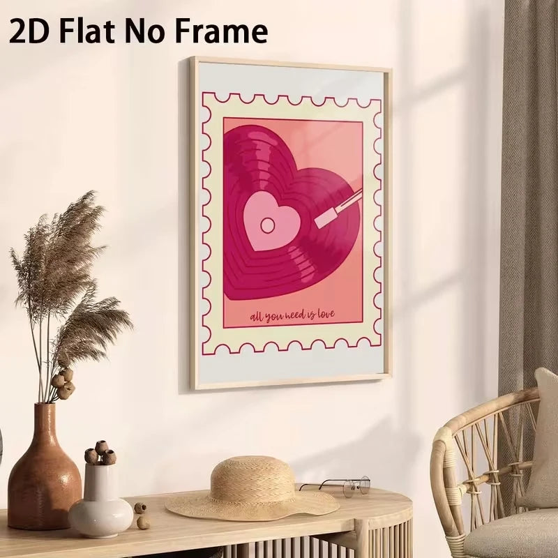 Modern Pink Soundwave Canvas Wall Art Print | Home Decor
