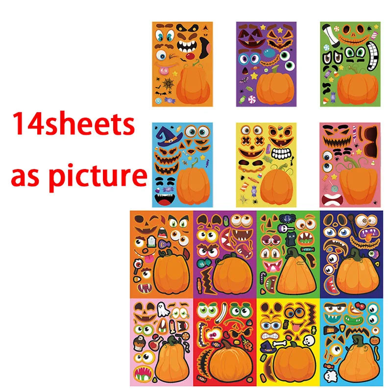 Funny Make Pumpkin Stickers Kids Toddlers 14 Different Designs Face