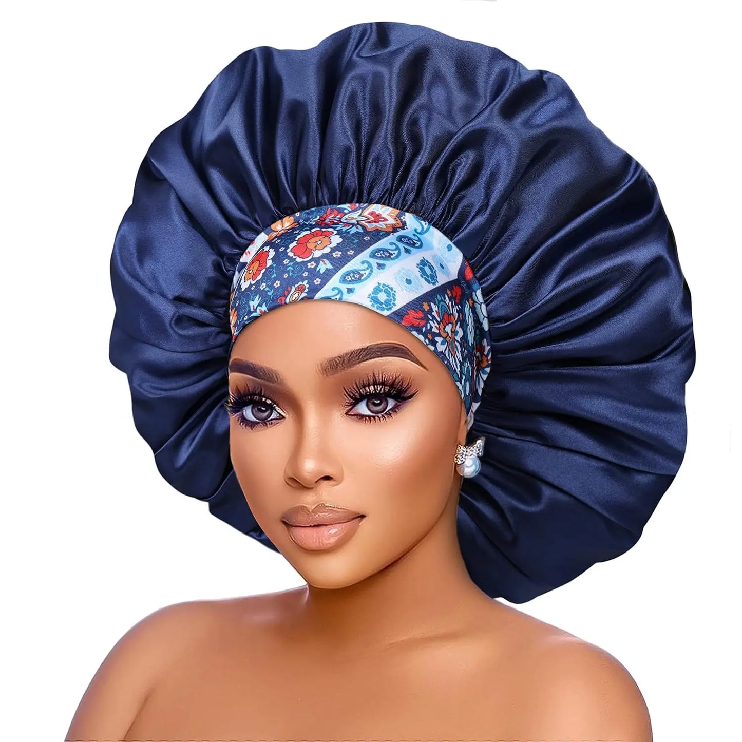 Women's Satin Sleep Cap – Oversized Bonnet with Wide Elastic Band