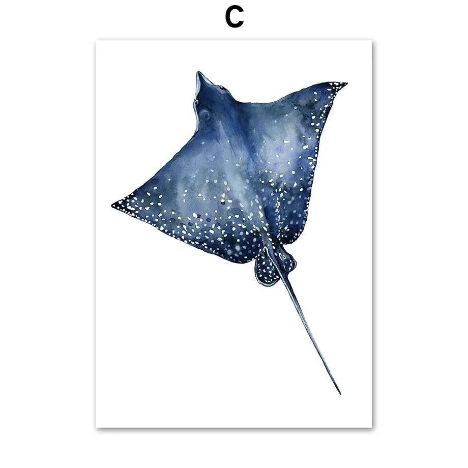 Ocean Animals Canvas Wall Art Print – Kids Room Decor