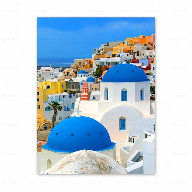 1PC Santorini Greece Island and The Aegean Sea Landscape Print Art Canvas Poster For Living Room Decoration Home Wall Framele Peaceful Pleasures Health and Wellness 5 30x40cm Unframed