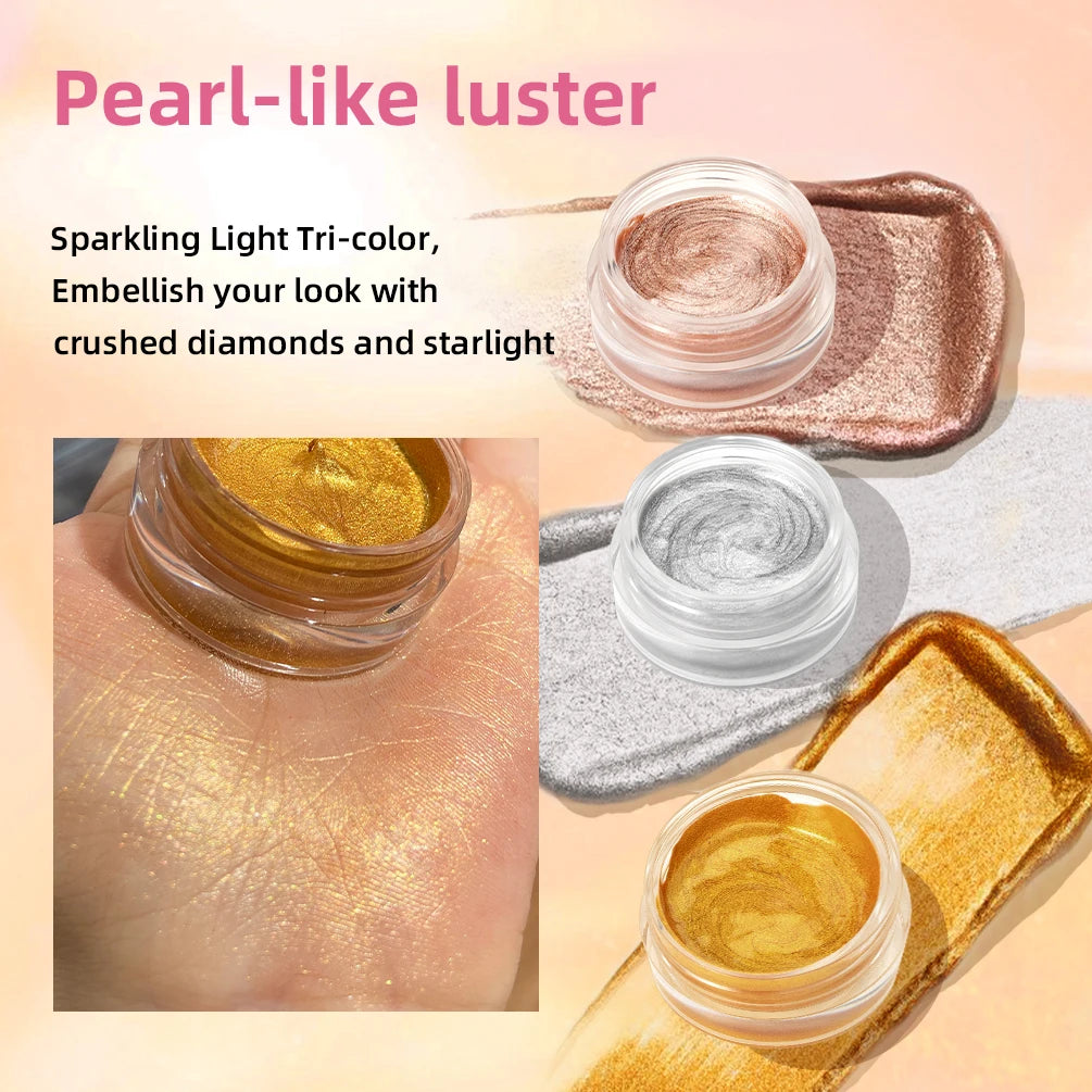 Sparkling Shimmer Highlighter Cream Gel Natural Pearlescent Glitter Face Contour Body Brighten Modify Outline Highlight Makeup Peaceful Pleasures Health and Wellness