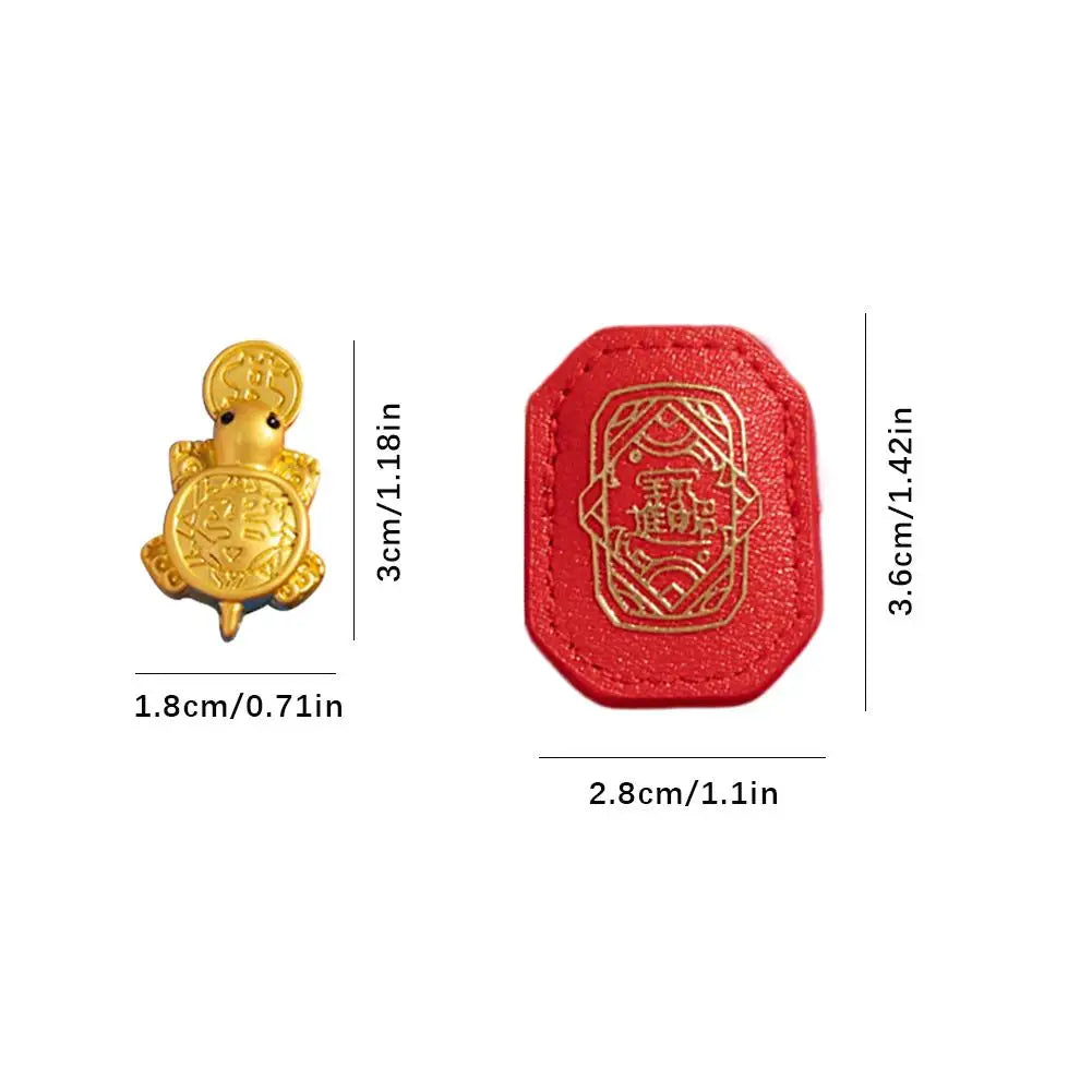 Gold Fortune Turtle Figurine with Leather Case – Lucky Gift