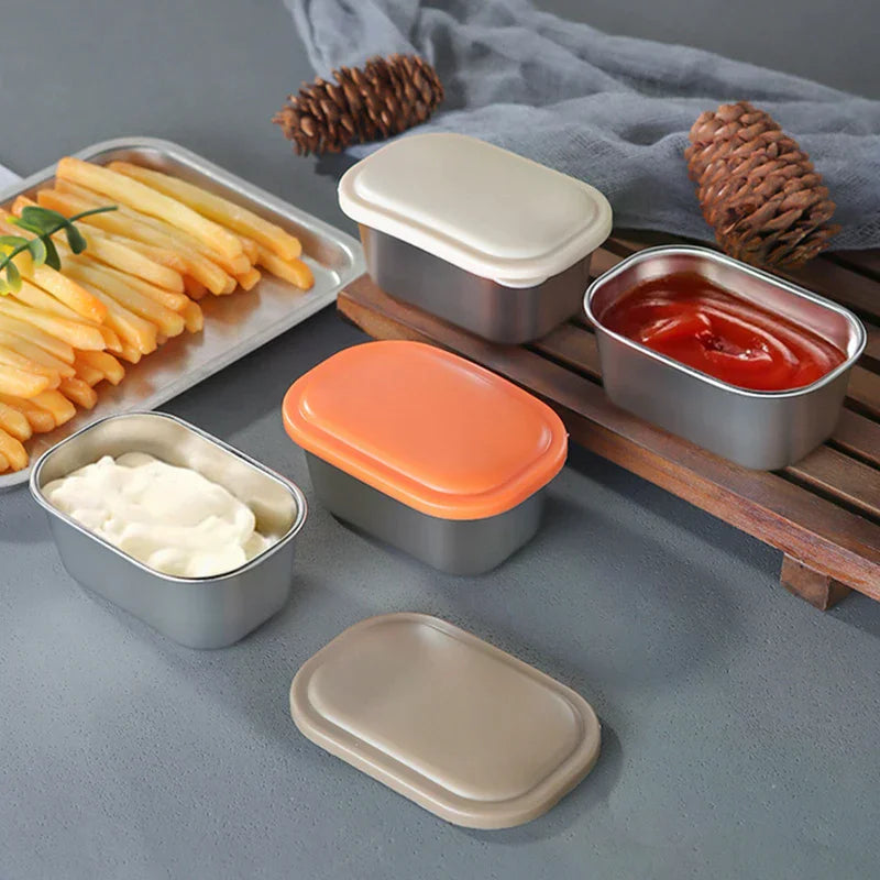 304 Stainless Steel Sauce Cup | Leak-Proof Silicone Lid