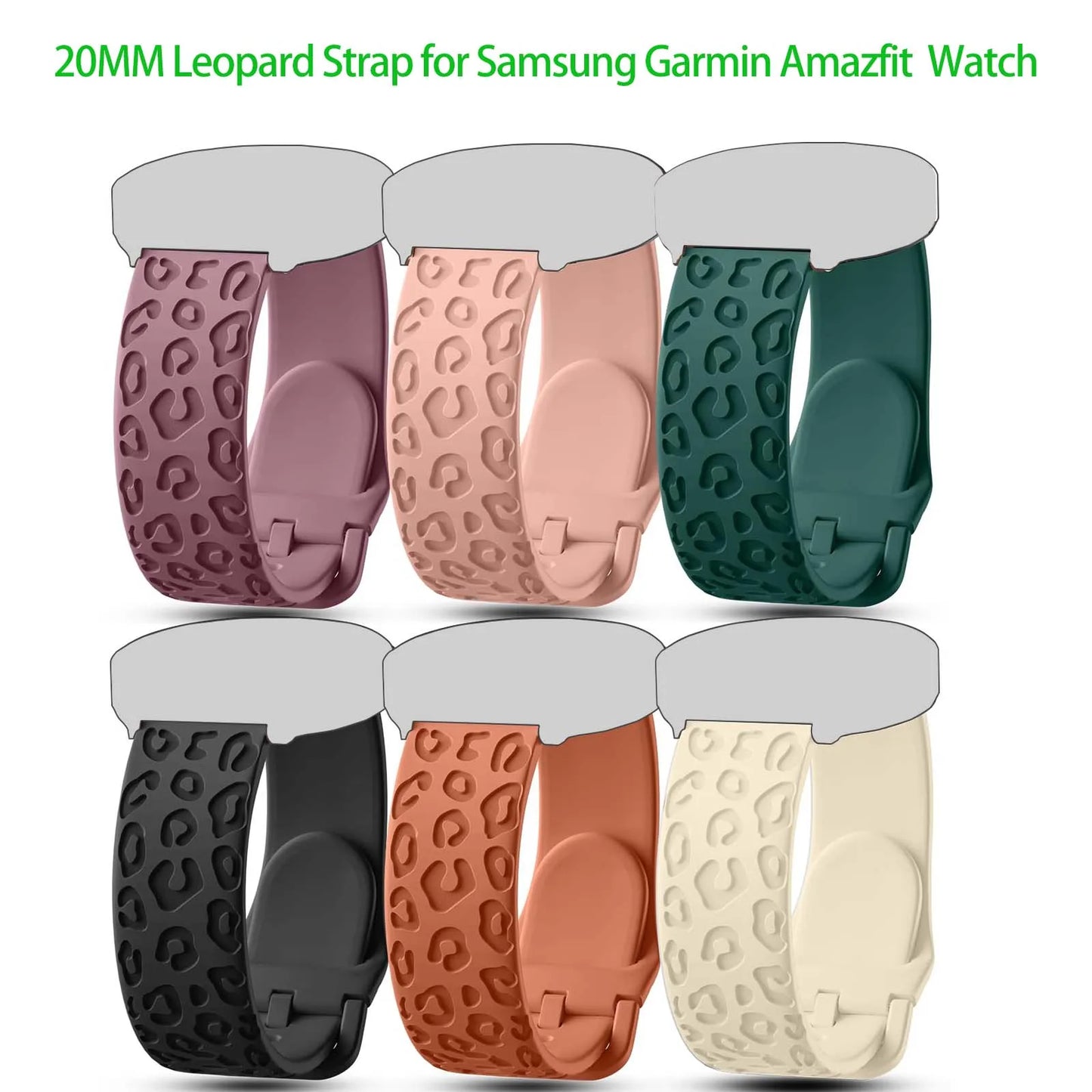 20mm Leopard Silicone Watch Band for Amazfit GTS & Huawei GT Peaceful Pleasures Health and Wellness