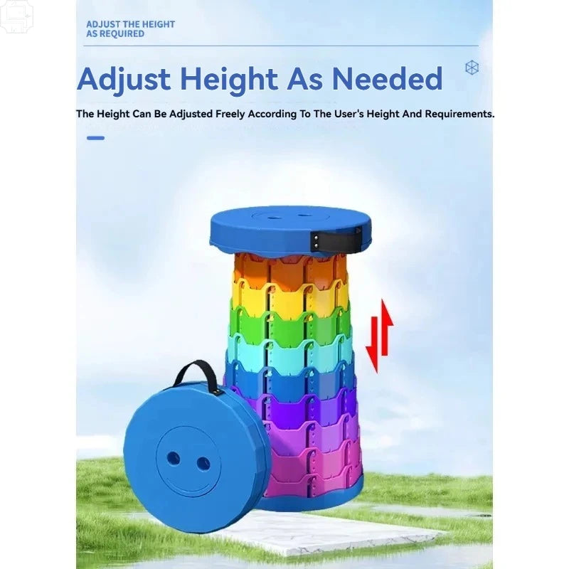 2026 Rainbow Folding Stool Adjustable Height PP Material Portable