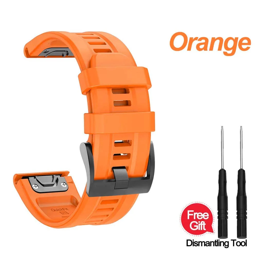 Silicone Watch Band for Garmin Fenix 7X 6X 5X – 22mm & 26mm Peaceful Pleasures Health and Wellness orange QuickFit 26mm