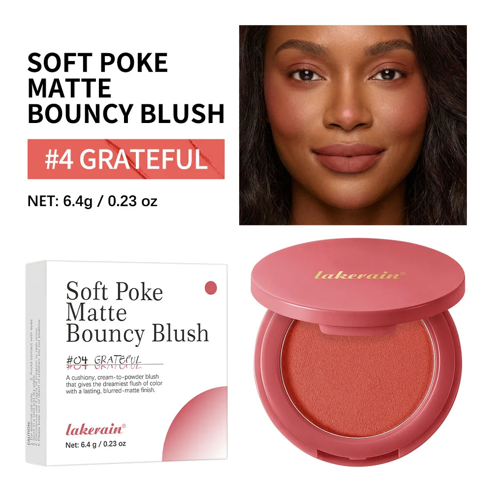 Lakerain Soft Poke Matte Bouncy Blush – Long-Lasting Cheek Tint Matte Cheek Blush Peaceful Pleasures Health and Wellness 04 Grateful
