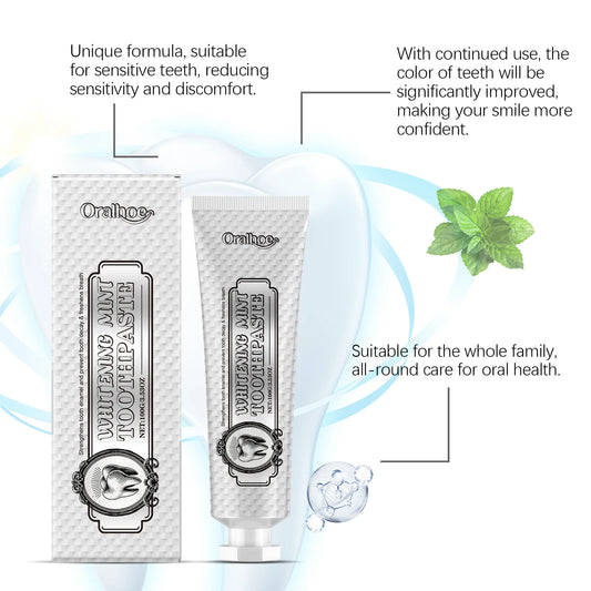 Oralhoe Whitening Toothpaste – Mint Fresh, Anti-Plaque 100g Whitening Toothpaste Peaceful Pleasures Health and Wellness